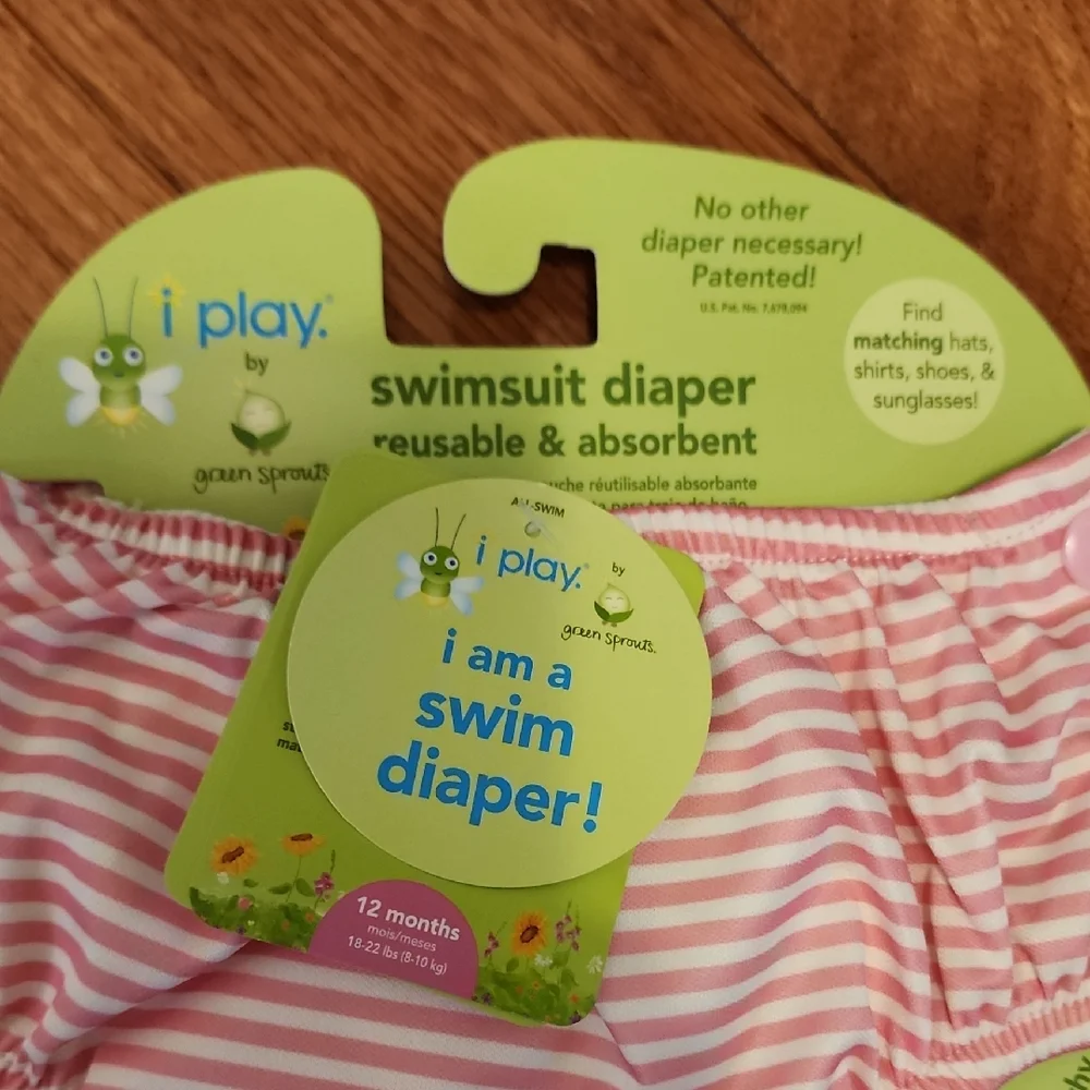 i play. Pink and White Swim Diaper Cover